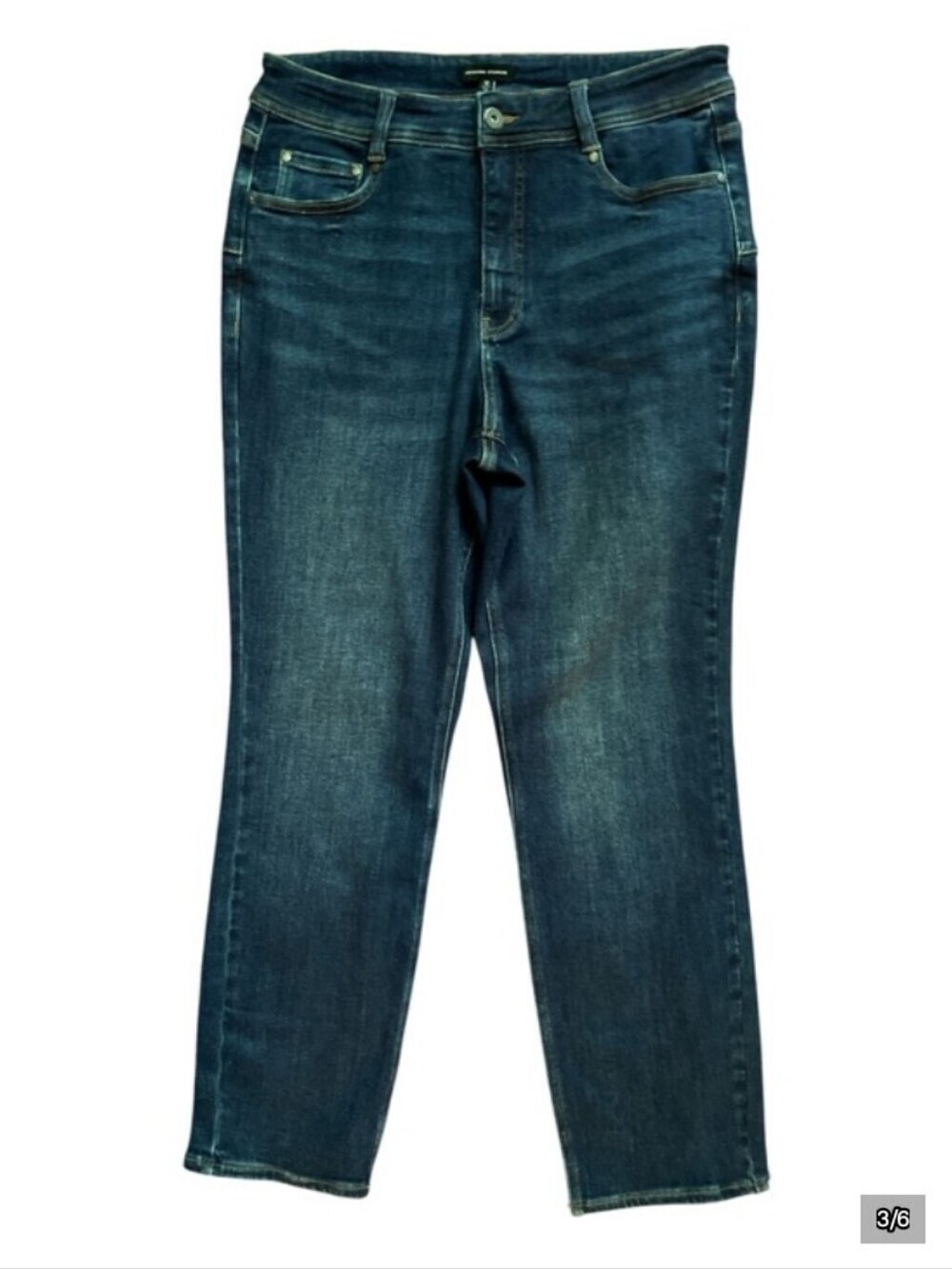 Universal Standard Women's Size 12 Dark Wash Perfect Straight Leg Denim Jeans - Picture 3 of 4